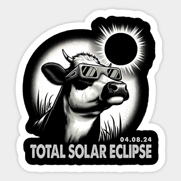 Celestial Cow Eclipse: Trendy Tee for Cow Enthusiasts and Eclipses Sticker by ArtByJenX